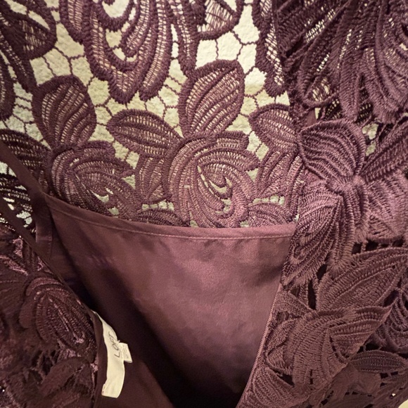 New LOFT Burgundy Lace Shift Dress - Picture 2 of 5